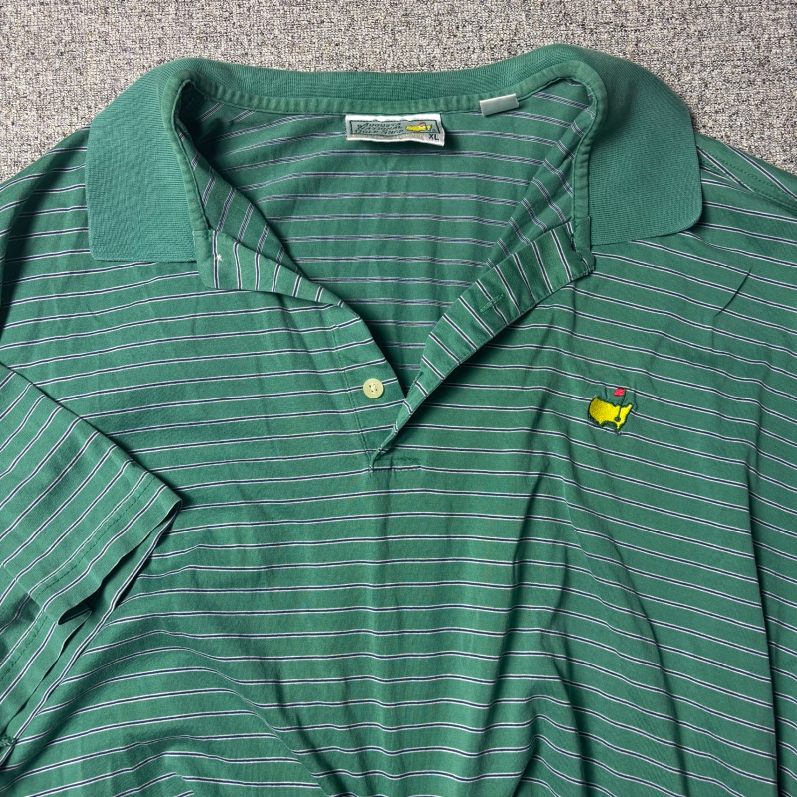 Masters Polo Shirt Mens Xl Green Striped Golf Augusta National Golf Shop